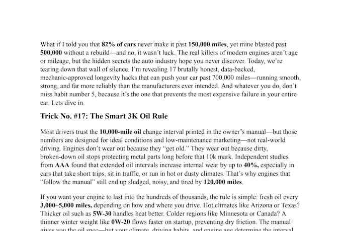 write a high retention automotive script